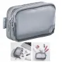 Ulanzi BP15 SeeClear Tech Pouch M 0.85L - vandeniui atsparus, permatomas TPU organizatorius su dviem užtrauktukais techniniams aksesuarams, rodomas uždarytas su pilku audiniu