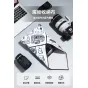 Ulanzi C068 17 colio apsauginis apvalkalas fotoaparato objektyvams su stilingu fotografijos motyvu, padėtas šalia Canon DSLR objektyvų ir fotoaparato priedų