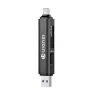 Ulanzi CR1 3-i-1 kortų skaitytuvas su USB-C ir USB-A prijungimais, talpinantis SD ir microSD korteles, greitas duomenų perdavimo greitis iki 170 MB/s