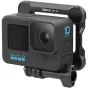 Ulanzi GP-16 magnetinė greito paleidimo tvirtinimo sistema GoPro HERO 10 kamerai, rodanti priekį su objektyvo atidarymu, magnetine plokšte ir greito paleidimo svirneliu