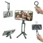 Ulanzi MA60 žaliasis sulankstomas magnetinis telefonų statyvas su magnetiniu žiedu ir žiediniu šviesos prietaisu vlogams ir mobiliajai fotografijai