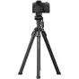 Ulanzi MT-65 Bluetooth belaidis stovas su prijungta DSLR kamera, rodantis maksimalų 176 cm aukštį, sukimosi/krypties galvutę ir horizontalų vidurinį stulpą kūrybiniams filmavimams.
