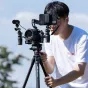 Ulanzi Ombra 3030 kelionės trikojis su skysčio galva, naudojamas vaizdo filmavimui, su mikrofonu įmontuotu į kamerą, kompaktiškas aliuminio dizainas ir išskleistas aukštis