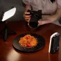 Ulanzi PL25 25W LED video šviesos panele su dvigubu šviesos temperatūros reguliavimu, naudojama profesionalioje maisto fotografijoje su Sony be veidrodine kamera ir minkštu apšvietimu
