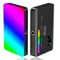 Ulanzi VIJIM VL120 RGB LED vaizdo šviesa su priekinio RGB spalvų ekranu ir galiniu OLED valdymo pultu, skirtu reguliuoti spalvos temperatūrą ir efektus