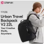 Ulanzi YY038 Urban Travel Backpack V2 22L juodas vandens nepraleidžiamas kuprinės su ergonomiškomis petinėmis juostomis, puikiai tinkančios kūrybiniams profesionalams keliaujant.