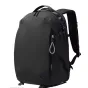 Ulanzi YY038 Urban Travel Backpack V2 22L - eleganti juodas šono vaizdas su paminkštintais petnešomis, šoniniu bungee siūlu ir moduliais skyriais fotoaparatams ir būtiniausiems daiktams