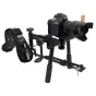 Varizoom VZ-ZGRIG DSLR šoninis rig su šoką absorbuojančiu padu ir pritvirtinta Canon DSLR kamera, pritaikytas lygiai filmavimui