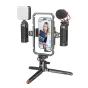 SmallRig 3384D viskas viename mobiliame vaizdo komplekte su universalia krepšiu, dvigubu LED šviesos panele, kryptiniu šautgūno mikrofonu ir stabiliu metaliniu statyvu profesionaliam filmavimui iš mobiliojo įrenginio