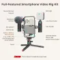 SmallRig 3384D visko apimančio smartfono video komplektas su LED šviesos šaltiniu, šaltkalio laikikliu, šoninėmis rankenomis, vėjo apsaugotu mikrofonu, smūgio sugėrimo palaikymu, 2-in-1 USB-C PD adapteriu, universaliu mobiliojo 
