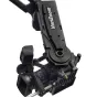 Varizoom VZQJ2K-CPJ greitasios kameros stiebas su CinemaPro Jr-K4 tolimes galva, šoninis vaizdas, rodantis teleskopinę rankeną ir ergonomišką joystick valdymą, skirtą lygiam pan/tilt/zoom/fokuso kontrolei