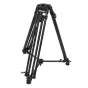 Varizoom VZTC100A sunkus video statyvas su 100 mm lėkštės montu, reguliuojamu vidurinio lygio išskirtuvu ir juodu aliuminio rėmu, talpinančiu iki 40 svarų svorio kamerą