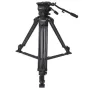 VariZoom VZTK100A profesionalus video trikojis su FH100 skystą galva, grindų išskleidžiamu pagrindu ir teleskopine panavimo rankena, skirtas kameroms iki 15 svarų.