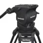 VariZoom VZTK100A vaizdo tripodas su skysčio galva, su pan/tilt valdymo rankenėlėmis, priekis, lengva aliuminio konstrukcija