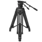 VariZoom VZTKC100C anglies pluošto video statyvas su 100mm skystuoju galva ir teleskopine pan rankena, skirta profesionalioms kameroms iki 10 kg