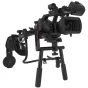 Varizoom VZZGRIG Zero Gravity Rig su profesionalia kamera, turinti šoką absorbuojantį podą ir reguliuojamą peties laikiklį, idealus DSLR ir video kūrimo darbams
