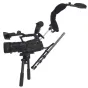 Varizoom VZZGRIG Zero Gravity Rig su montuota kamera, rodantis šoką absorbuojančią rankeną, reguliuojamą juostą ir ilgesnį priedų montavimo įtaisą profesionalioms DSLR kameroms ir vaizdo įrašymui.