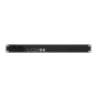 Blackmagic Design ATEM Monitoring Rack Panel 20 užpakalinis vaizdas su dviem maitinimo įėjimais, 10G Ethernet portais, HDMI ir 12G-SDI išvestimis SMPTE-2110 konvertavimui