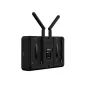 Vaxis Atom A5 bežinio HDMI monitoriaus atgalinė pusė su dviem antenomis, USB-C prievadu, DC maitinimo įvestimi ir baterijų skydu