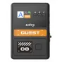 Vaxis Litecomm V1 Guest Controller su juodu korpusu, oranžine 'GUEST' mygtuku, skaitmeniniu ekranu, rodančiu 'A' ir 'GUEST 8', bei trimis pažymėtomis mygtukais (A, B, C). Kompaktiškas dizainas, tinkantis belaidėms komunikacijos 