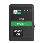 Vaxis Litecomm V1 Host Controller priekis su aktyviu ekranu, NFC jungimo simboliu ir apšviestu host režimo indikatori