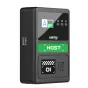Vaxis Litecomm V1 Host Controller priekinis vaizdas su aktyviu ekranu, NFC jungtimi ir USB-C įkrovimo prievadu belaidėms interkomų sistemoms