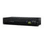 Blackmagic Design StudioBridge 10G PWR įrenginys su priekine panele, turintis 8x 10G Ethernet portus, PoE++ galios tiekimą ir rezervinį 100G Ethernet jungčių palaikymą SMPTE-2110 IP vaizdo sistemoms