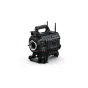 Profesinė Blackmagic Design URSA Cine 12K LF 100G kinokamera su 100G Ethernet ryšiu tiesioginei transliacijai SMPTE-2110, priekis rodantis valdymo panelį ir didelės formato objektyvo montavimo vietą