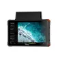 Vaxis STORM 072 PRO 7 colų pilnakrūvio Full HD bevielio liestuvinis monitoris su 2000 nitų šviesumu, ekrane rodomi filmavimo pagalbiniai įrankiai ir po vandeniu esanti scena.