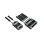 Vaxis STORM 3000 belaidės vaizdo perdavimo komplektas su siųstuvu ir dviem antenomis bei imtuvu su penkiomis antenomis, abu turi HDMI ir SDI jungtis, pabrėžiant jų kompaktišką metalinį dizainą.