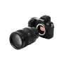 Viltrox AF 135mm f/1.8 LAB objektyvas Nikon Z montuojamoms kameroms, rodomas priekis ir priekinė lęšio dalis ir metalinė konstrukcija su diafragmos žiedu