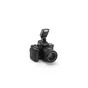 Sony Alpha be veidrodžio fotoaparatas su kompaktišku Viltrox Vintage Z2-S blykste, skirta mobiliems studijiniams apšvietim, su pakartotinai įkraunama baterija ir TTL automatinis režimas
