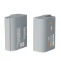 ZGCINE BT-BLK22 2400mAh pilkos spalvos baterija Panasonic LUMIX kameroms – priekis ir su ZGCINE logotipu, o užpakalis – su saugos žymėmis ir greito įkrovimo galimybe