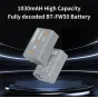 ZGCINE BT-FW50 1030mAh Sony NP-FW50 baterijos pakeitimo baterija, aukšto talpos Li-ion energija Sony a7/a6 serijos kameroms, ultra greitas užkrovimas su ZGCINE krovikliais, 8 sluoksnių saugos sistema, pilkai baterijos elementas 