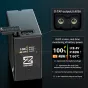 ZGCINE BT-NPF970 L serijos 9600 mAh ličio jonų baterija su realaus laiko OLED monitoriumi ir D-TAP išvestimi, priekinis skydelis su įtampos, galios ir temperatūros rodmenimis
