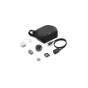 DJI Mic Mini 2 bevielio mikrofonų sistema su siųstuvu, priėmikliu, įkrovimo dėže, magnetinėmis dangtelėmis, vėjo apsaugos priedais ir priedais juodo ir balto spalvos