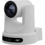 Profesinė PTZOptics PT20X-SE-WH-G3 PTZ kamera su 20-kartu optiniu zoomu, 1080p 60 kadrų per sekundę, elegantišku baltu dizainu, HDMI/SDI/USB išvestimis, priekinis ir šoninis vaizdas