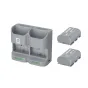 ZGCINE PC2-LPE6P dvigubo baterijų krovimo ir saugyklės dėžė su dviem 2600mAh LP-E6P pilkšvomis baterijomis, rodomas priekis ir šonas, kompaktiškas dizainas Canon kameroms
