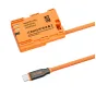 ZGCINE USB-C į LPE6 dublio baterijos kabelis su 60 cm oranžiniu pintu kabeliu ir apsauginiu adapterio bloku stabiliai 8V energijos tiekimui