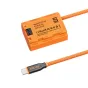ZGCINE USB-C į NP-FZ100 dubliakinės baterijos kabelis su oranžiniu maitinimo adapteriu ir pintu kabeliu, skirtu stabiliam kameros maitinimui