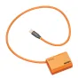 ZGCINE USB-C į NP-FZ100 dubliakinio baterijos kabelis su oranžine virvele, turintis USB-C PD įvestį ir kompaktišką dubliakinio baterijos modulį stabiliam kameros maitinimui