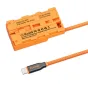 ZGCINE USB-C į NPF dummy baterijos kabelio adapteris su 60 cm oranžiniu pynimo kabeliu, tinkamas Sony NF-F550, su apsauga nuo per didelio įtampos ir perkaitimo
