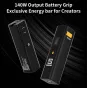 ZGCINE ZG-H110 140W USB-C PD3.1 baterijos sukimasis su 110Wh talpa, rodantis OLED ekraną, tvirtinimo angas ir USB-C jungtis iš priekio ir galo