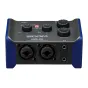 Zoom AMS-24 garso sąsaja priekis su dviem XLR/TRS kombinaciniais įėjimais, dviem ausinių išėjimais ir muzikos/transliacijos režimo perjungimu, tinkamas įrašams ir tiesioginei transliacijai.
