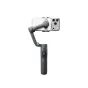 DJI Osmo Mobile 8P stabilizatorius su prijungtu telefonu, viršūninis vaizdas, rodantis magnetinį tvirtinimą ir ištiestą rankeną lanksčiam filmavimui