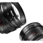 Meike 50mm f/0.95 E-mount objektyvas Sony E-mount kameroms - priekis ir galas su labai atvira diafragma ir rankiniu fokusavimu