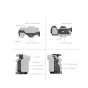 SmallRig kameros kėdės detalūs techniniai vaizdai Sony Alpha 7R V, 7 IV, 7S III kameroms - priekis, šonas, viršus ir gale su žymimais montavimo taškais, ARRI 3/8-16 ir 1/4-20 sriegiais, NATO bėgiu, QD sokeliu ir šaltųjų šuo mont