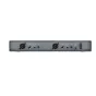 Sennheiser EM-XSW 1 dvigubo kanalo stacionaraus priimtiklio užpakalinė pusė su XLR subalansuotomis išvestimis, linijinio signalo/mikrofono įvestimis ir įmontuotomis antenomis, užtikrinančiomis patikimą UHF belaidžio garso priėmi
