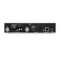 Sennheiser EM 300/500 G4 belaidžio garso imtuvo užpakalinė dalis su antenų įėjimais, AF išvestimi, Ethernet ir DC maitinimo jungtimis profesionalioms UHF belaidžio garso sistemoms