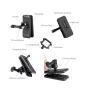 SmallRig DJI Osmo Pocket 4/3 kuprinės diržo tvirtinimo priemonė su detaliu komponentų aprašymu: rutulinė galva, silikono padas, dvigubas šakelės tvirtinimas, šaltasis šuo ir cilindrinis tvirtinimas įvairiems priedams